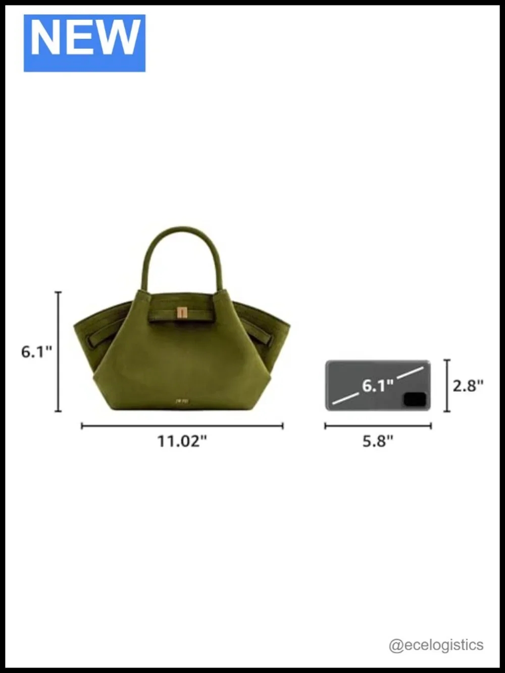 Faux Suede Mini Tote Bag with Magnetic Snap Closure